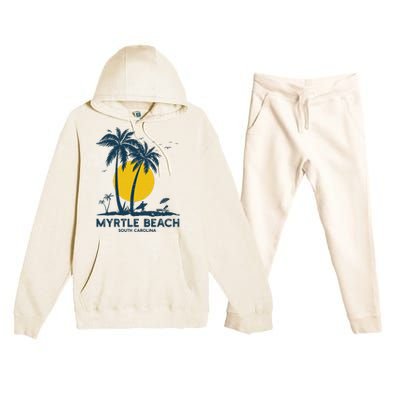 Family Vacation Retro Sunset South Carolina Myrtle Beach Premium Hooded Sweatsuit Set