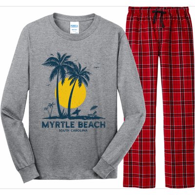 Family Vacation Retro Sunset South Carolina Myrtle Beach Long Sleeve Pajama Set