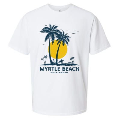 Family Vacation Retro Sunset South Carolina Myrtle Beach Sueded Cloud Jersey T-Shirt