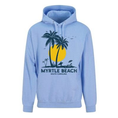 Family Vacation Retro Sunset South Carolina Myrtle Beach Unisex Surf Hoodie