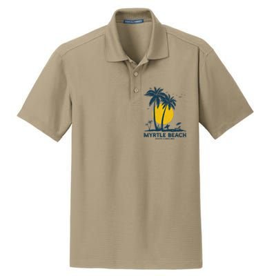 Family Vacation Retro Sunset South Carolina Myrtle Beach Dry Zone Grid Polo