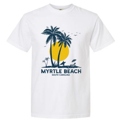 Family Vacation Retro Sunset South Carolina Myrtle Beach Garment-Dyed Heavyweight T-Shirt