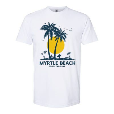 Family Vacation Retro Sunset South Carolina Myrtle Beach Softstyle® CVC T-Shirt