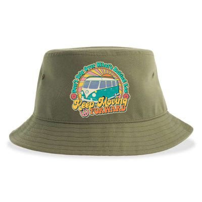 Funny Vintage Retro VW Bus Keep Moving Forward Sunshine Sustainable Bucket Hat