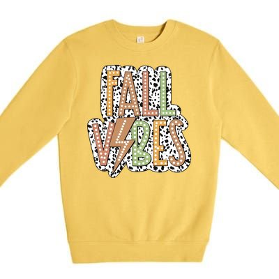 Fall Vibes Retro Autumn Patterns Premium Crewneck Sweatshirt