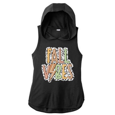 Fall Vibes Retro Autumn Patterns Ladies PosiCharge Tri-Blend Wicking Draft Hoodie Tank