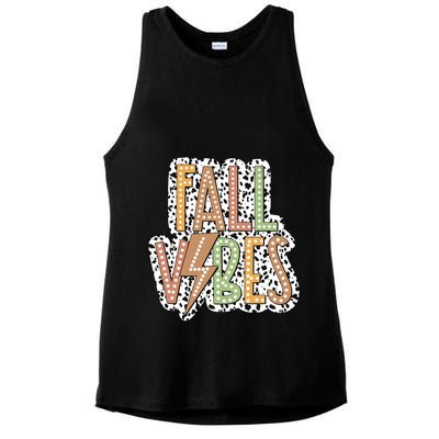 Fall Vibes Retro Autumn Patterns Ladies PosiCharge Tri-Blend Wicking Tank