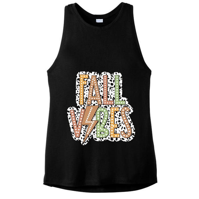 Fall Vibes Retro Autumn Patterns Ladies PosiCharge Tri-Blend Wicking Tank