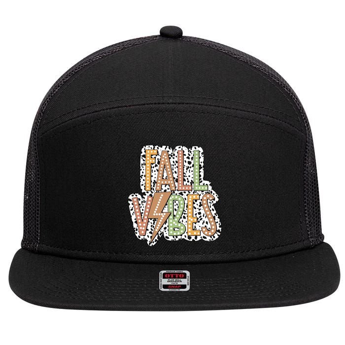 Fall Vibes Retro Autumn Patterns 7 Panel Mesh Trucker Snapback Hat