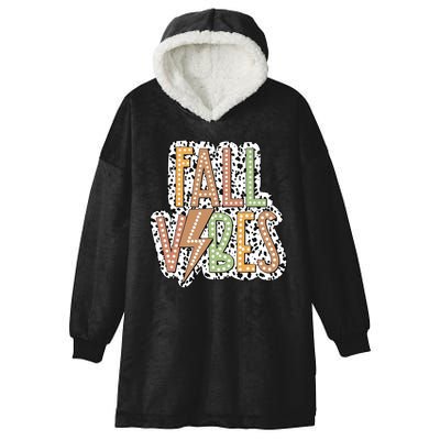 Fall Vibes Retro Autumn Patterns Hooded Wearable Blanket