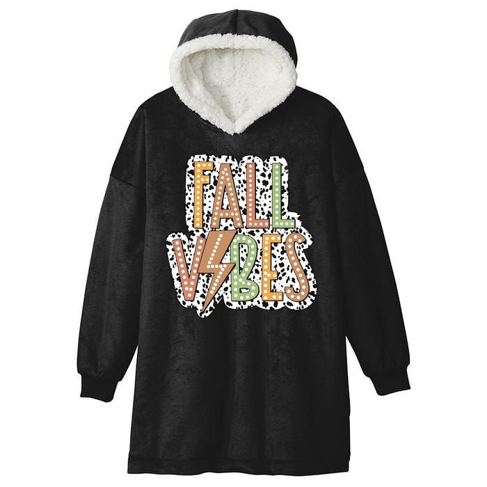 Fall Vibes Retro Autumn Patterns Hooded Wearable Blanket