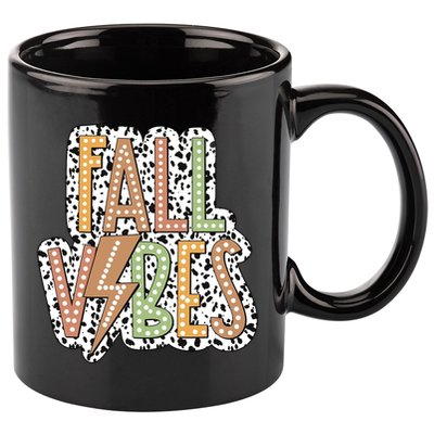 Fall Vibes Retro Autumn Patterns 11oz C Handle Ceramic Mug