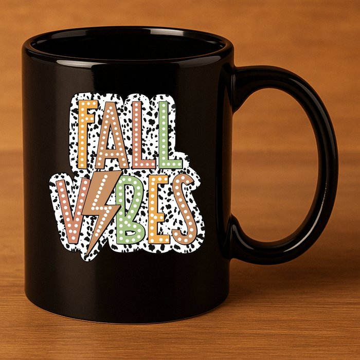 Fall Vibes Retro Autumn Patterns 11oz C Handle Ceramic Mug