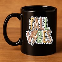 Fall Vibes Retro Autumn Patterns 11oz C Handle Ceramic Mug
