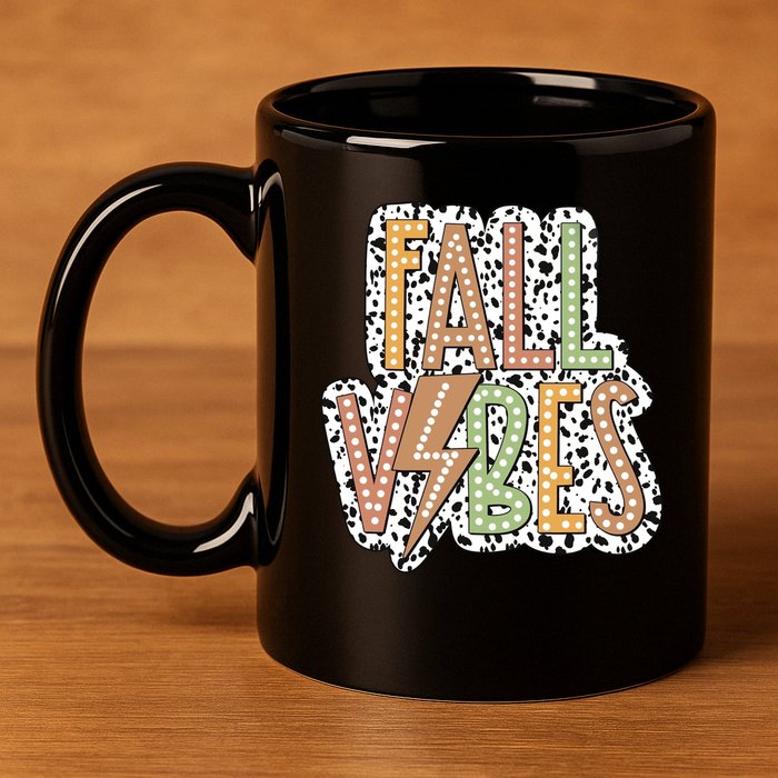 Fall Vibes Retro Autumn Patterns 11oz C Handle Ceramic Mug