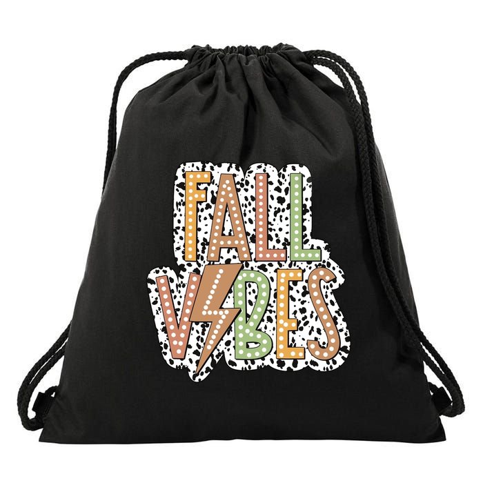Fall Vibes Retro Autumn Patterns Drawstring Bag