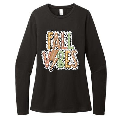 Fall Vibes Retro Autumn Patterns Womens CVC Long Sleeve Shirt