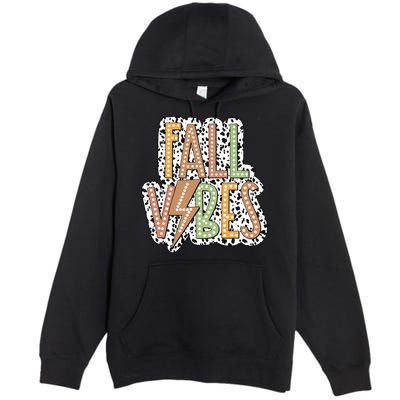 Fall Vibes Retro Autumn Patterns Premium Pullover Hoodie