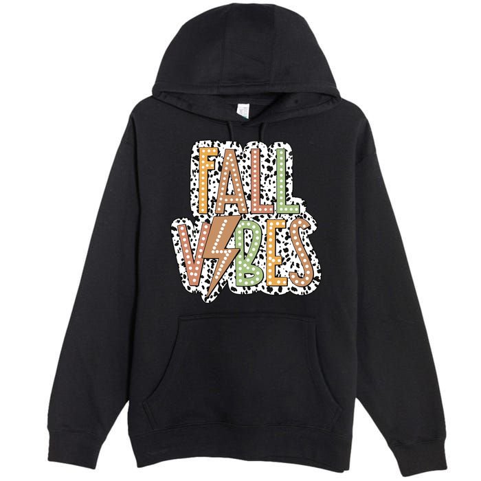 Fall Vibes Retro Autumn Patterns Premium Pullover Hoodie