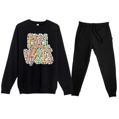 Fall Vibes Retro Autumn Patterns Premium Crewneck Sweatsuit Set