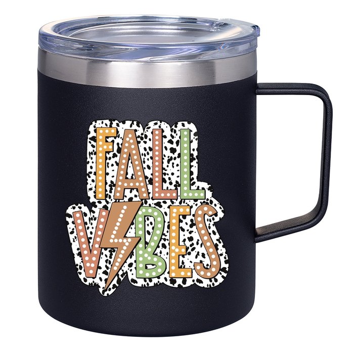 Fall Vibes Retro Autumn Patterns 12oz Stainless Steel Coffee Mug