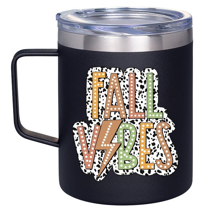 Fall Vibes Retro Autumn Patterns 12oz Stainless Steel Coffee Mug