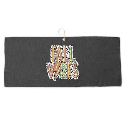 Fall Vibes Retro Autumn Patterns Large Microfiber Waffle Golf Towel