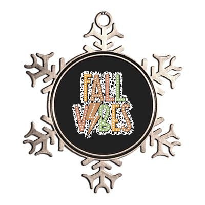 Fall Vibes Retro Autumn Patterns Metallic Star Ornament