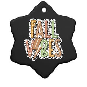 Fall Vibes Retro Autumn Patterns Ceramic Star Ornament