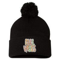 Fall Vibes Retro Autumn Patterns Pom Pom 12in Knit Beanie