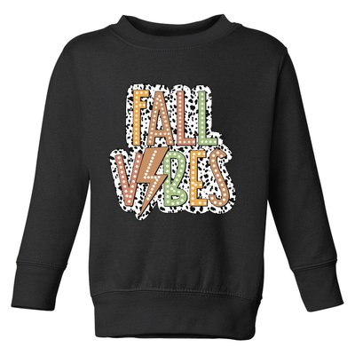 Fall Vibes Retro Autumn Patterns Toddler Sweatshirt