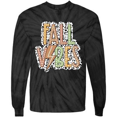 Fall Vibes Retro Autumn Patterns Tie-Dye Long Sleeve Shirt
