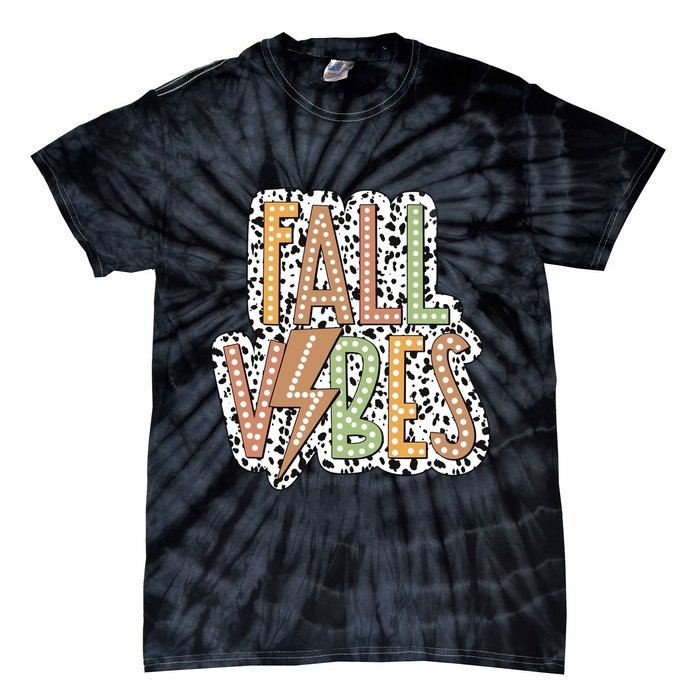 Fall Vibes Retro Autumn Patterns Tie-Dye T-Shirt