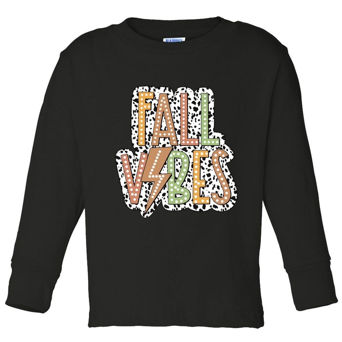 Fall Vibes Retro Autumn Patterns Toddler Long Sleeve Shirt