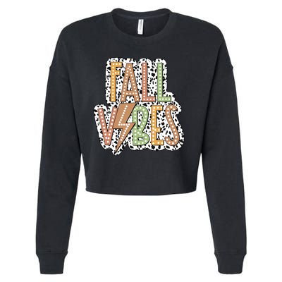 Fall Vibes Retro Autumn Patterns Cropped Pullover Crew