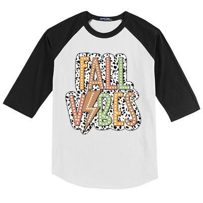 Fall Vibes Retro Autumn Patterns Kids Colorblock Raglan Jersey