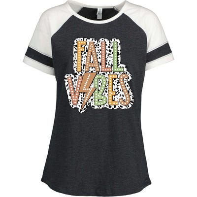 Fall Vibes Retro Autumn Patterns Enza Ladies Jersey Colorblock Tee