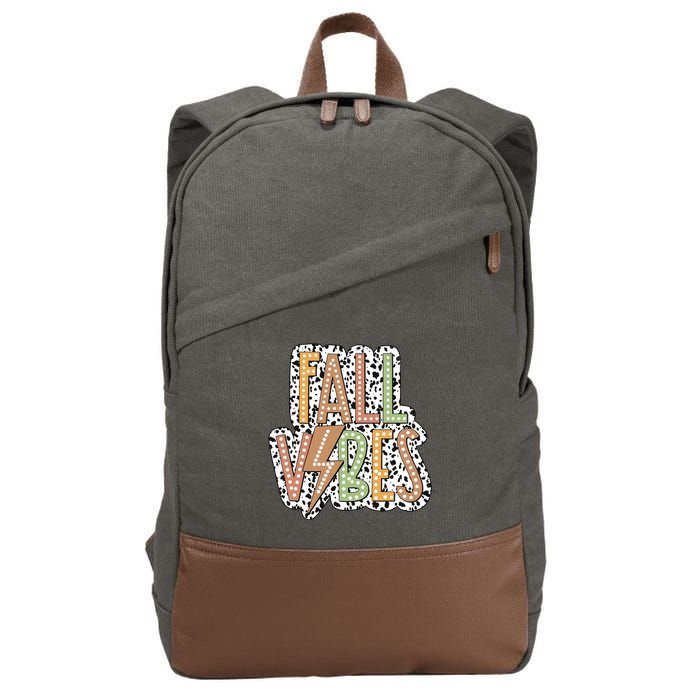Fall Vibes Retro Autumn Patterns Cotton Canvas Backpack