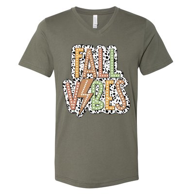 Fall Vibes Retro Autumn Patterns V-Neck T-Shirt