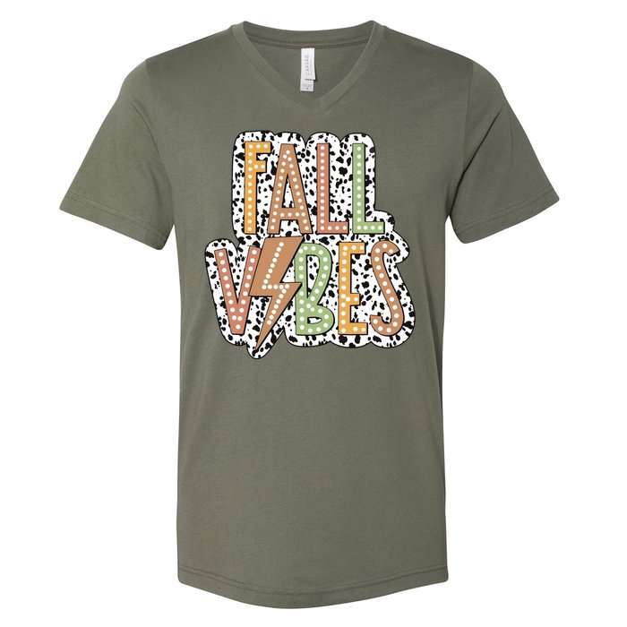 Fall Vibes Retro Autumn Patterns V-Neck T-Shirt