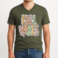 Fall Vibes Retro Autumn Patterns V-Neck T-Shirt
