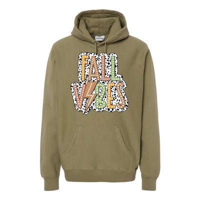 Fall Vibes Retro Autumn Patterns Premium Hoodie