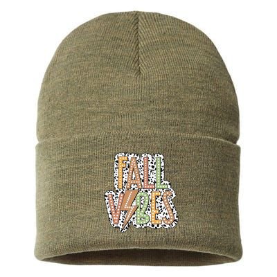 Fall Vibes Retro Autumn Patterns Sustainable Knit Beanie
