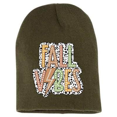 Fall Vibes Retro Autumn Patterns Short Acrylic Beanie
