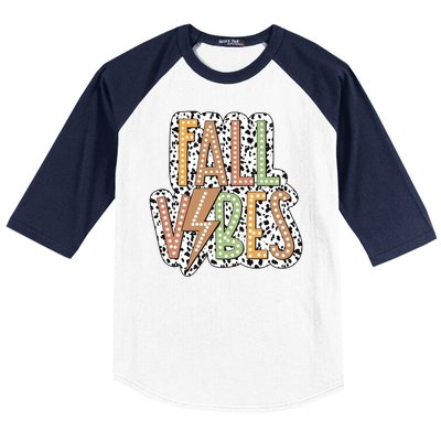 Fall Vibes Retro Autumn Patterns Baseball Sleeve Shirt