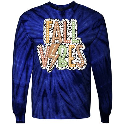 Fall Vibes Retro Autumn Patterns Tie-Dye Long Sleeve Shirt