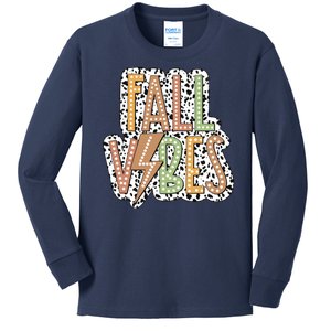 Fall Vibes Retro Autumn Patterns Kids Long Sleeve Shirt