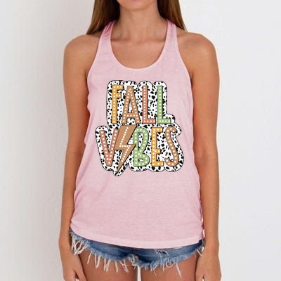 Fall Vibes Retro Autumn Patterns Women's Knotted Racerback Tank