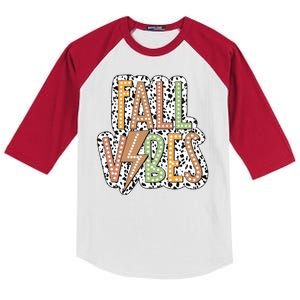 Fall Vibes Retro Autumn Patterns Kids Colorblock Raglan Jersey