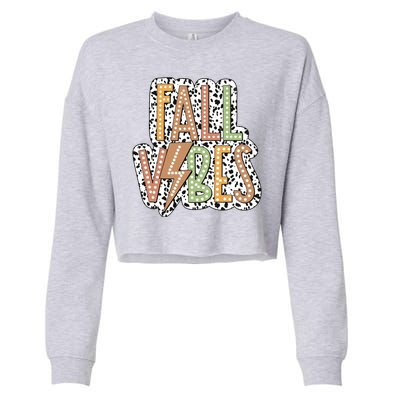 Fall Vibes Retro Autumn Patterns Cropped Pullover Crew